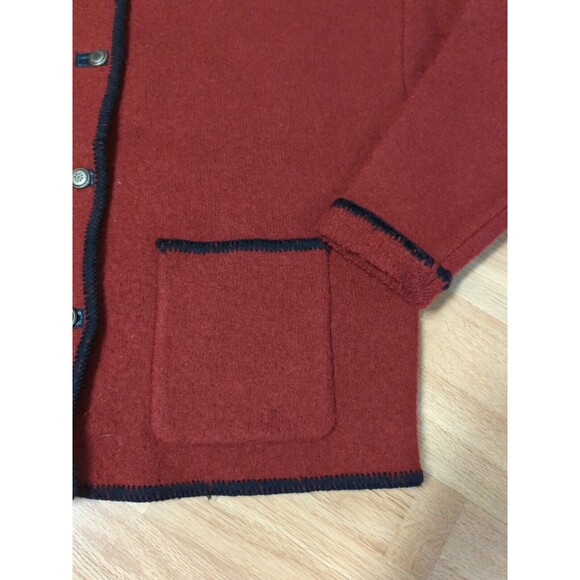Woolrich Sweater Cardigan Womens Medium Red Button Up Embroidered Pockets - Picture 2 of 10